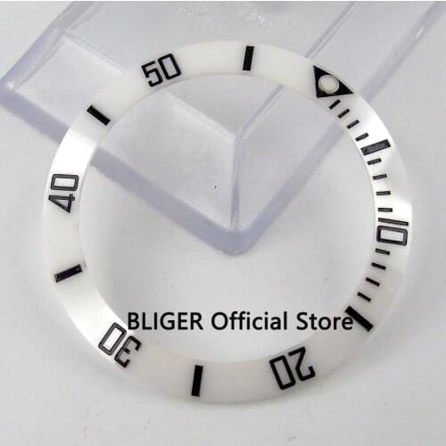 38mm white ceramic bezel insert fit 40mm SUB Automatic watch mens watch black marks made by BLIGER factory BB15