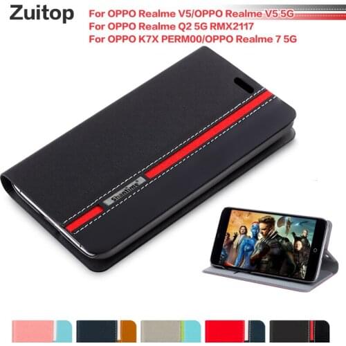 PU Leather Phone Case For OPPO Realme V5 5G Realme 7 5G Flip Case For OPPO Realme Q2 5G RMX2117 OPPO K7X PERM00 Case Back Cover