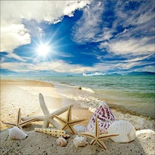 DIY Scenery Diamond Painting Full Square Round Seaside Sun Beach Picture Diamond Embroidery Of Rhinestone Decor Home Mosaic Gift