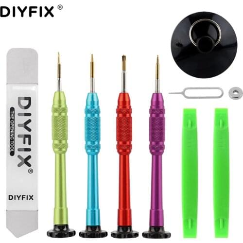 DIYFIX 10 in 1 Phone Repair Tools for iPhone 8 7 Plus 6s 6 Teardown Opening Tools Kit Metal Screwdriver Set Spudger Magnetizer