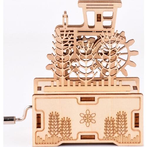 FEOOE Childrens Wooden Development Of Intellectual Educational Toys Birthday Gifts Combined Tractor Hand-cranked Music Box CJ