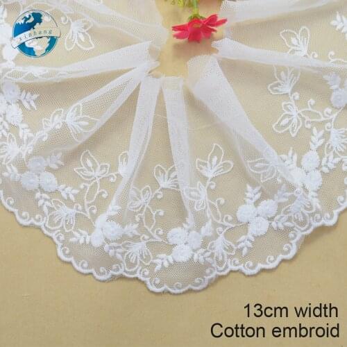13cm width Cotton embroid lace sewing ribbon guipure lace fabric trim warp knitting DIY Garment Accessories african lace#3326