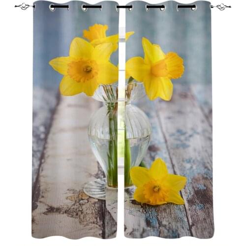 Daffodils Vase Art Curtains for Living Room Bedroom Modern Home Decoration Window Curtain Kids Room Home Supplies