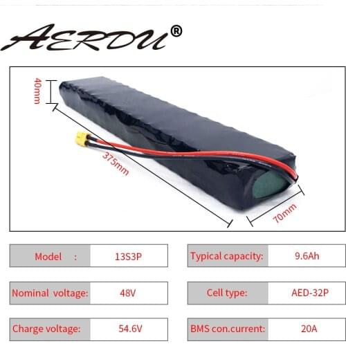 AERDU 48V 9.6Ah 13S3P750Watt Lithium Ion Battery Pack 10Ah 9Ah For 4810 Ebike Scooter Motor Xt60 20A Common Port BMS wheel chair