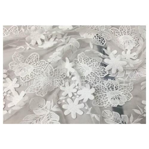 Three dimensional embroidery lace fabric high-grade fashion womens clothing childrens clothing fashion embroidery fabric