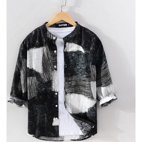 2021 Summer new style three-quarter sleeve men shirt brand Italy casual comfortable shirts for men tops mens clothing chemise