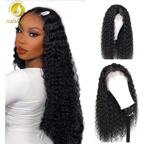 Mishell Human Hair Lace Frontal Wigs Curly Deep Wave 180 Lace Front Wig Pre Plucked Bleached Knots Wigs Remy Hair