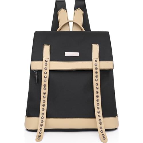 2021 Fashion Waterproof Oxford Womens Backpack Rivet Decoration Leisure Travel School Bag Multi-Pocket Large Capacity Light