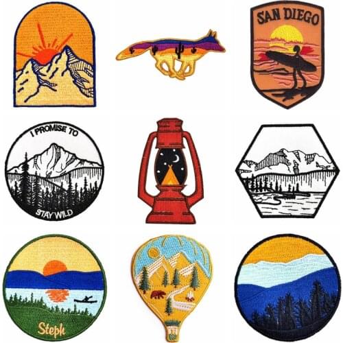 Wilderness Patch Iron On Patches For Clothes Animal Patch Stripe Badge Embroidery Patches On Clothes Applique Stickers DIY Decor