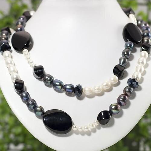 New Unique Pearls Jewellery Store Modern Fashion Charm Cool Necklace Gemston Agates Crystal Natural Mixes Real Pearl Necklace