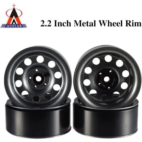 AUSTAR 4PCS 2.2 Inch Metal Wheel Rim Beadlock Wheel Hub for 1:10 Axial SCX10 Traxxas TRX-4 RC Rock Crawler RC Car