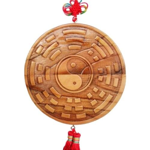 Express shipping mahogany carving Pendant ornaments of yin and Yang Bagua mirror Home Furnishing block 2060023 unfavorable facto