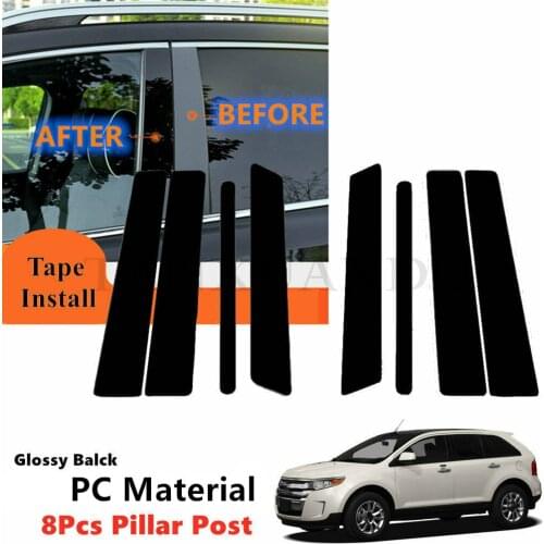 PC 8Pcs Kit Fit For FORD Edge LINCOLN MKX 2007-2014 L+R Side Window Trim Gloss Black Post Door Pillar Cover Piano Posts Black