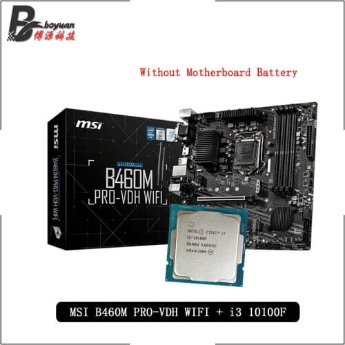 Intel Core i3 10100F CPU + MSI B460M PRO VDH WIFI Motherboard Suit No integrated graphics card LGA 1151 New but without cooler