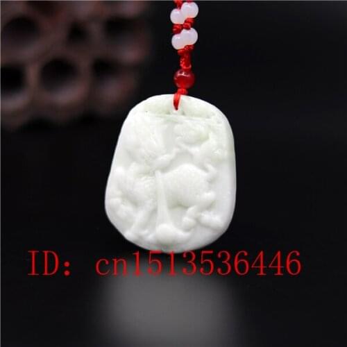 Carved Lucky Kylin Jade Pendant Natural Chinese White Necklace Charm Jewellery Fashion Amulet Gifts for Women Man