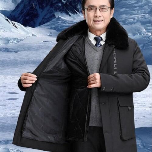 Winter Russian Mens Down Jackets Cotton Fleece Thicken Warm Jackets Fur Collar Parkas Male Business Outerwear DAD Gift Coats