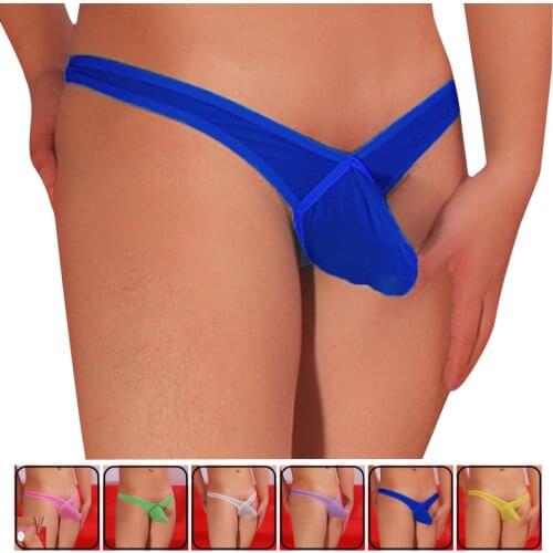 Sexy Men G String Ice Silk Lift Penis Pouch Underwear Comfortable Transparent Mens Seamless Underwear Ultra Thin Gay jockstrap