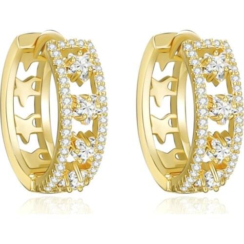Hollow Star Earrings 2021 Trend Gold Silver Color Hoops Zircon Korean Fashion Earring Women Jewelry Gift