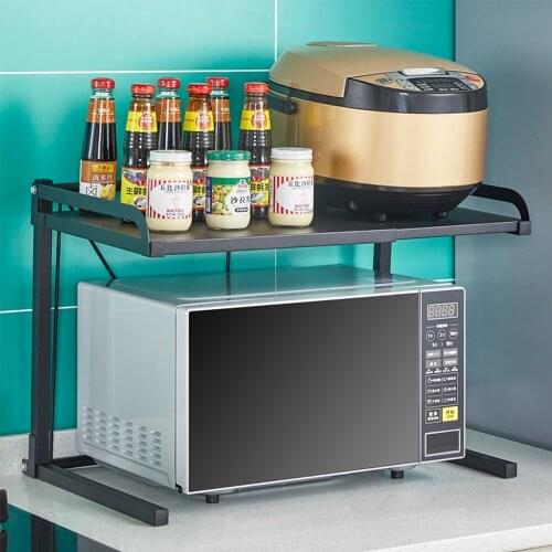 Folding telescopic microwave oven rack Oven rice cooker rack Kitchen countertop seasoning multifunctional storage rack