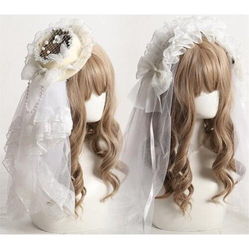 Flower Wedding Hair Ornament Princess Lace Bow Headband Lolita KC Rose Hat Hairpin Girl Headdress B1725