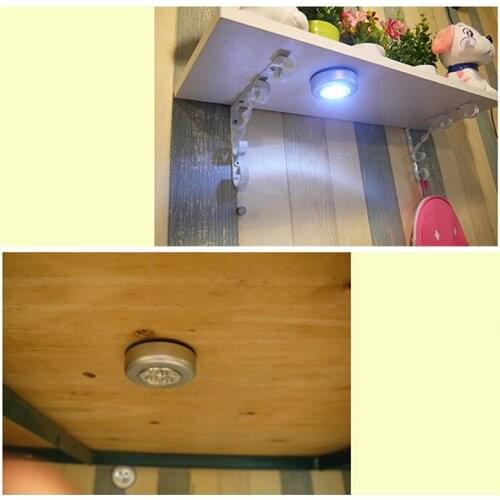 3 LED Silver Closet Cabinet Lamp Battery Powered Wireless Stick Tap Touch Push Security Kitchen Bedroom Night Light