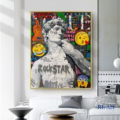 Street Graffiti Pop Art Posters and Prints Wall Canvas Portrait Portrait Painting Graffiti David Picture for Living Room Decor