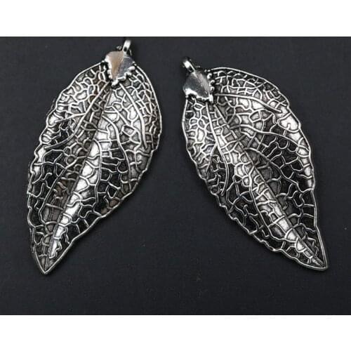 WKOUD 4pcs Antique Silver Leaf Charm Alloy Pendant Vintage Necklace Bracelet DIY Metal Jewelry Handmade Accessories A852