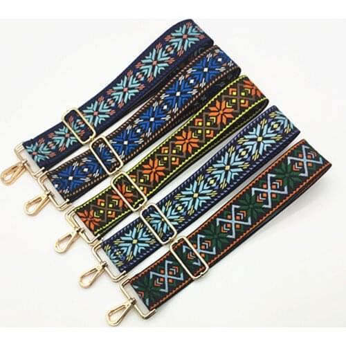 Jacquard Thin Women Bag Straps Handbag Wide Belt Shoulder Crossbody Bag Strap Replacement Adjustable Strap Bag Part Accessory