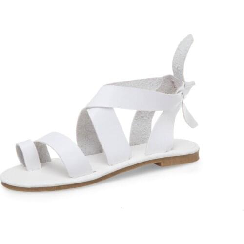 Big Size 9 10 11 12 summer flat sandals ladies women shoes woman Cross band toe