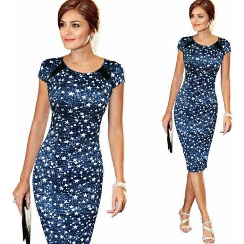 Women Sketch Print Dresses Office Work Formal Party Cocktail Slim Tunic Pencil Bodycon Dress Bodycon