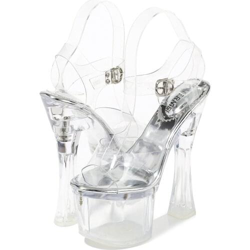 Summer Fashion Waterproof Platform Transpatent High Heels Ankle Wrap Casual Plus Size Sandals for Women