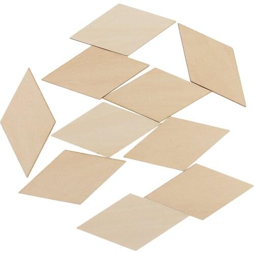 10x Premium Wood Plywood Sheet Blank MDF Wooden Rhombus Pieces Tags 100x50mm