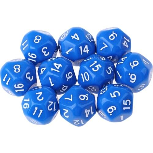 10pcs 16 Sided D16 14mm Acrylic Opaque Dice for Role Playing Game RPG