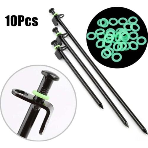 10Pcs Fluorescent Tent Nails Rings Luminous O-Shaped Fishing Rod Rings Night Light Outdoor Camping Tents Multi-functional Access