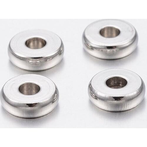 100pc 4/6/8/10mm 304 Stainless Steel Beads Flat Round Stainless Steel Color For DIY Jewelry Making Necklaces Handicraft Supplies