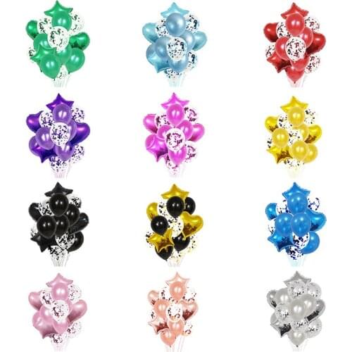 14pcs Metallic Balloons Heart Star Gold Confetti Balloon Birthday Party Decoration Kids Adult Air Ball Globos Wedding Decoration