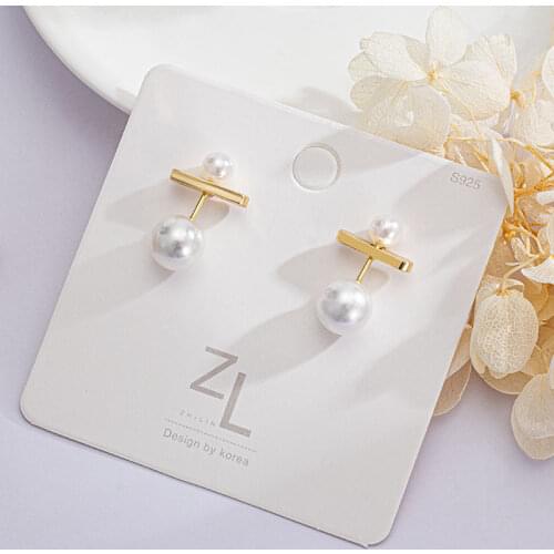 2021 New Fashion Natural Freshwater Double-headed Pearl Stud Earrings For Women Real Golden Metal Texture Jewelry Party Gift