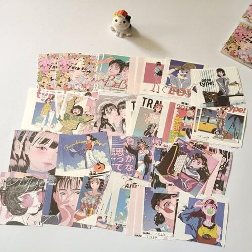 60 Pcs Kawaii Retro Comic Plaid Flower Memo Pads Scrapbooking Material Paper Decor DIY Diary Album Notepad School Stationery