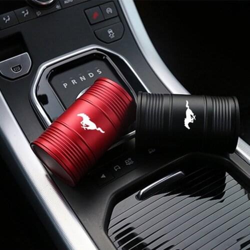 Aluminum Alloy Car Ashtray Interior Accessories Oil Drum Shape Smoke Ash Holder For Ford Mustang GT SHELBY Auto Accessories