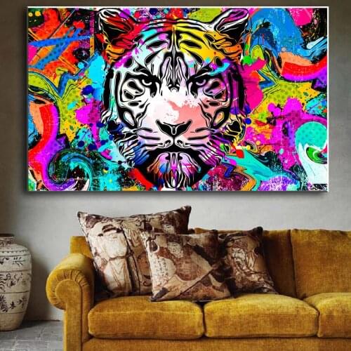Aniamls Graffiti Art Monkey Lion Canvas Painting Wall Art Posters Prints Wall Pictures for Living Room Home Wall Cuadros Decor
