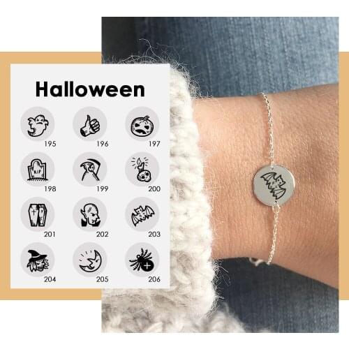 Visunion 13MM Stainless Steel Bracelet Gift for Friends Family Cusom Halloween Pattern Link Chain Bracelet Jewelry Wholesale