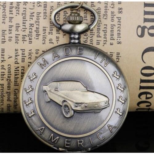 Vintage Engrave Car Pocket Watch Necklace Pendant Women Watches Quartz Watches Best Gifts relogio