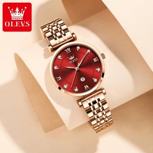 OLEVS Luxury Rose Gold Watch Women Bracelet Watches Top Brand Ladies Casual Quartz Watch Steel Womens Wristwatch Montre Femme