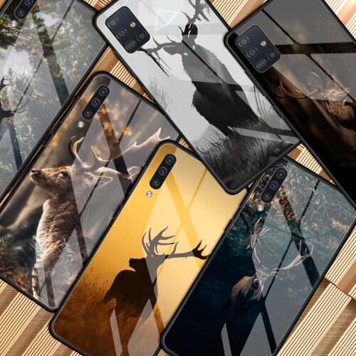 Deer Hunting Camo Glass Phone Case For Samsung Galaxy A51 A50 A71 A70 A31 A21s A40 M31 M51 A41 A30 A10 A91 A52 A72 5G Cover