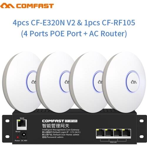 Home Wifi AC Router Security gateway 4 Ports Poe Load Balance Route + 4Pc 300Mbps Wireless Wifi AP Access Point RJ45 Extender AP