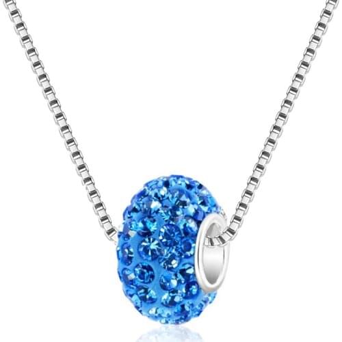 Hot Simple Round Rhinestone Crystal Balll Pendant Necklace Silver Color Bijoux Collier Elegant Necklace Women Jewelry Gifts