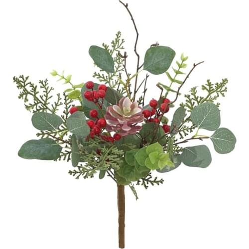 Artificial Flower Simulation Branch Pine Cones No Bottles Forest Green Plants Christmas Halloween Realistic New Year Decoration