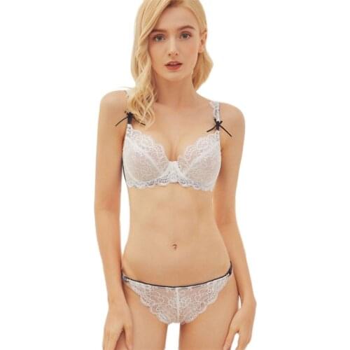 Hot Sale Lace Sexy Lingerie Gathers Corset Plus Size Womens Underwear Panties Pull-Up Bra Set