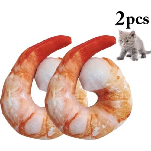 2PCS Food Cat Toy Simulated Shrimp Cat Squeaker Toy Cat Chew Toy Pet Bite Toy Simulation Shrimp Pet Cat Funny Favor Toy