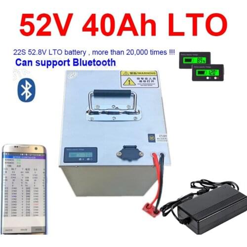 GTK 52V 40AH LTO Lithium titanate battery with bluetooth APP 22S 52.8V BMS for 48V 3000W scooter motorcycle bike +5A charge